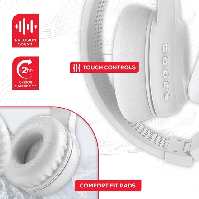 Rock BT On-Ear White Bluetooth Headphones - 5
