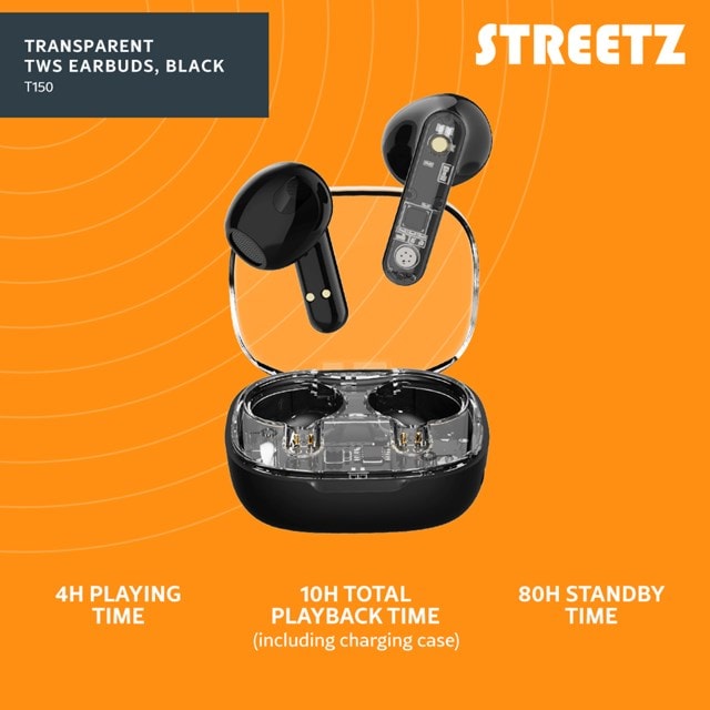 Streetz T150 Transparent Black True Wireless Bluetooth Earphones - 5