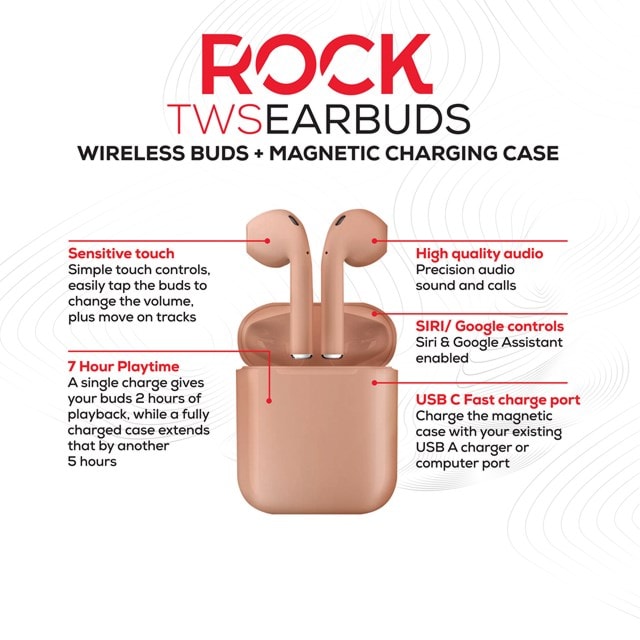 Rock TWS Rose Gold True Wireless Bluetooth Earphones (hmv exclusive) - 4