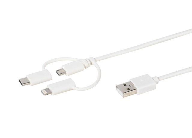 Vivanco Multi Cable With Lightning, USB-C & Micro USB Connectors 1.2M - 1