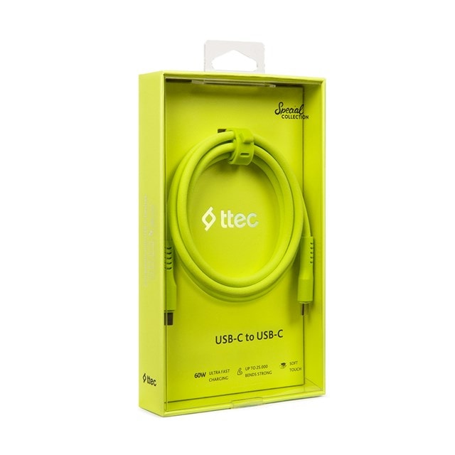 Ttec Neon Yellow USB-C to USB-C 60W Cable 1.2m - 4