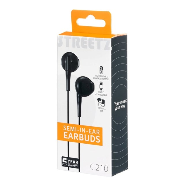 Streetz C210 Black USB-C Earphones - 5