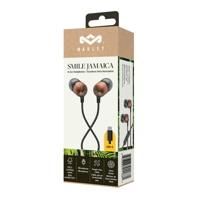 House Of Marley Smile Jamaica Signature Black USB-C Earphones W/Mic - 8