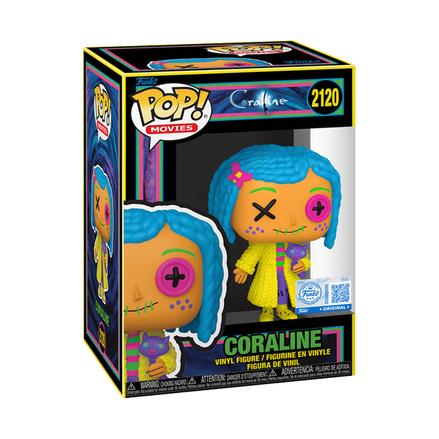 Coraline Patchwork Blacklight 2120 Coraline hmv Exclusive Funko Pop Vinyl - 2