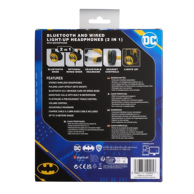 Lazerbuilt Batman Logo Light-Up Bluetooth Headphones - 8