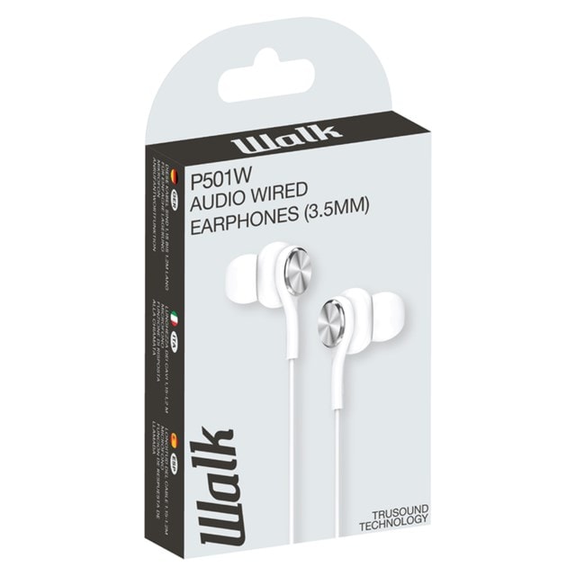 Walk Audio P501W White Earphones W/Mic - 3