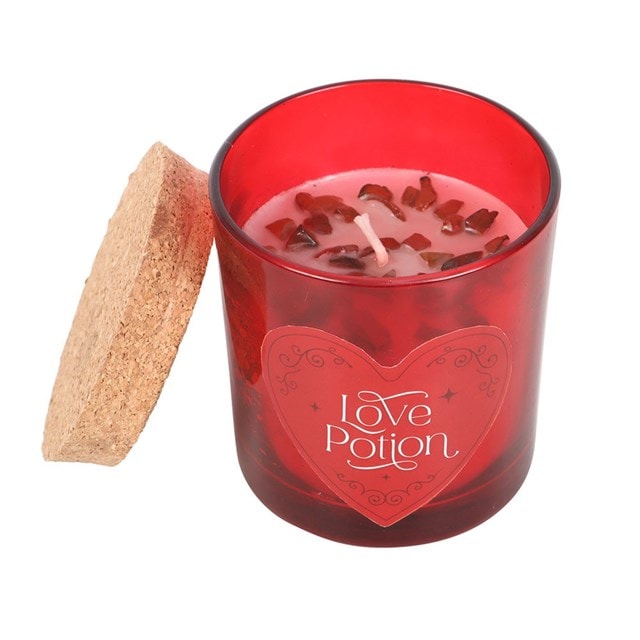 Love Potion Raspberry With Red Jasper Chips And Cork Lid Scented Glass Candle - 2