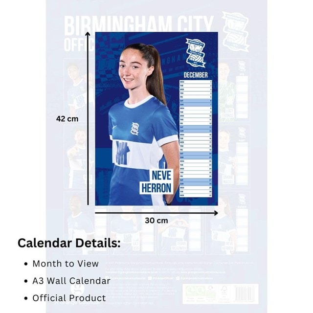 Birmingham City FC 2025 Calendar A3 - 6