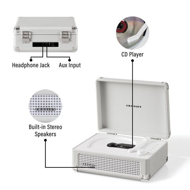 Crosley Cruiser CD White Sand Bluetooth CD Player - 6