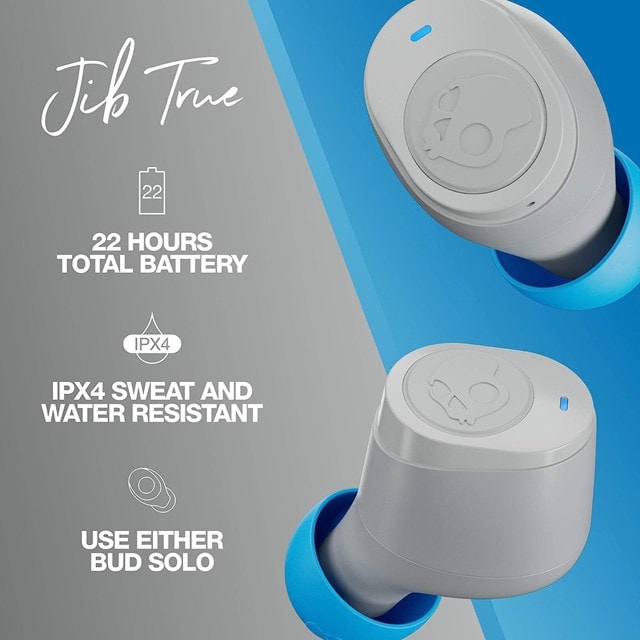 Skullcandy Jib Light Grey/Blue True Wireless Bluetooth Earphones - 3