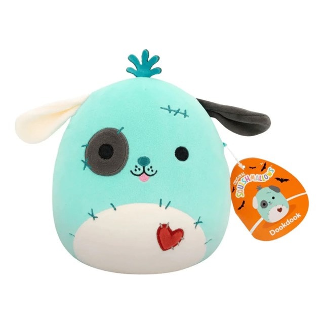 7.5" Dookdook Light Teal Patchwork Dog With Heart On Belly Squishmallows Plush - 1