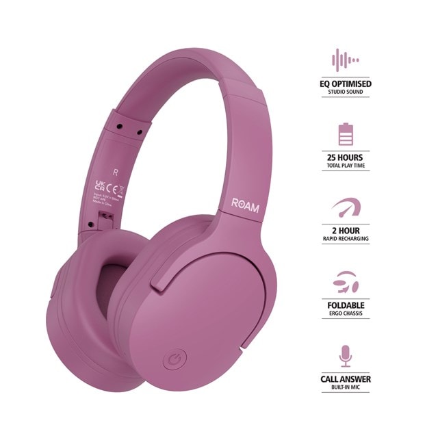 Roam Crux Crocus Pink Bluetooth Over Ear Headphones - 7