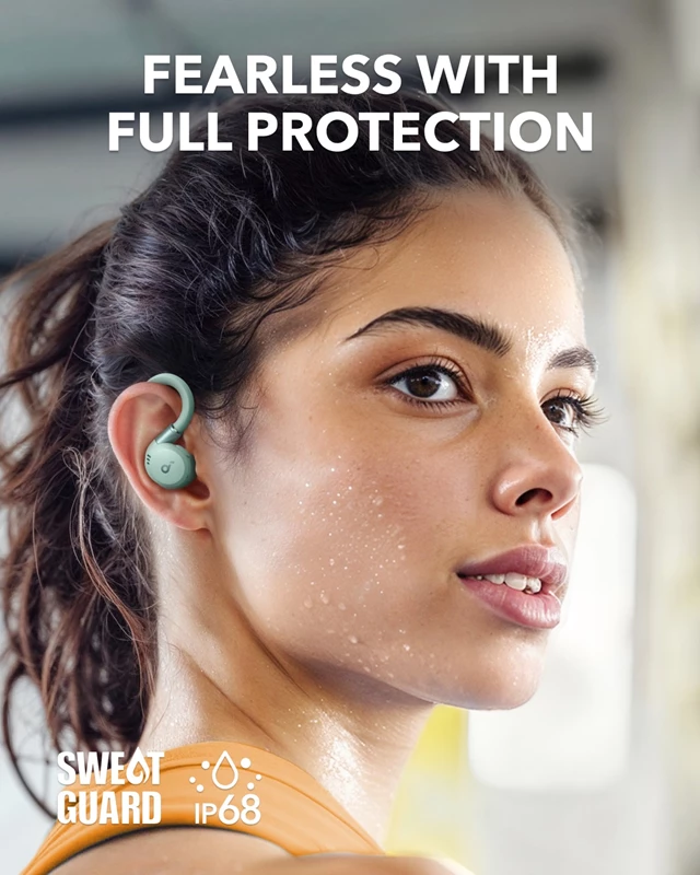 Soundcore sport x20 zelene slušalke z zaščito ip68 in sweatguard