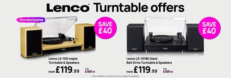 Shop Lenco Turntable and Speakers in Black or Maple. Save £40!