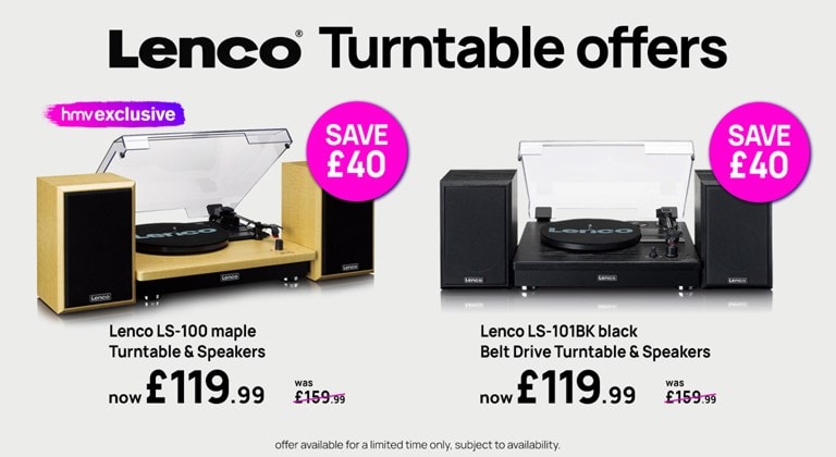 Shop Lenco Turntable and Speakers in Black or Maple. Save £40!