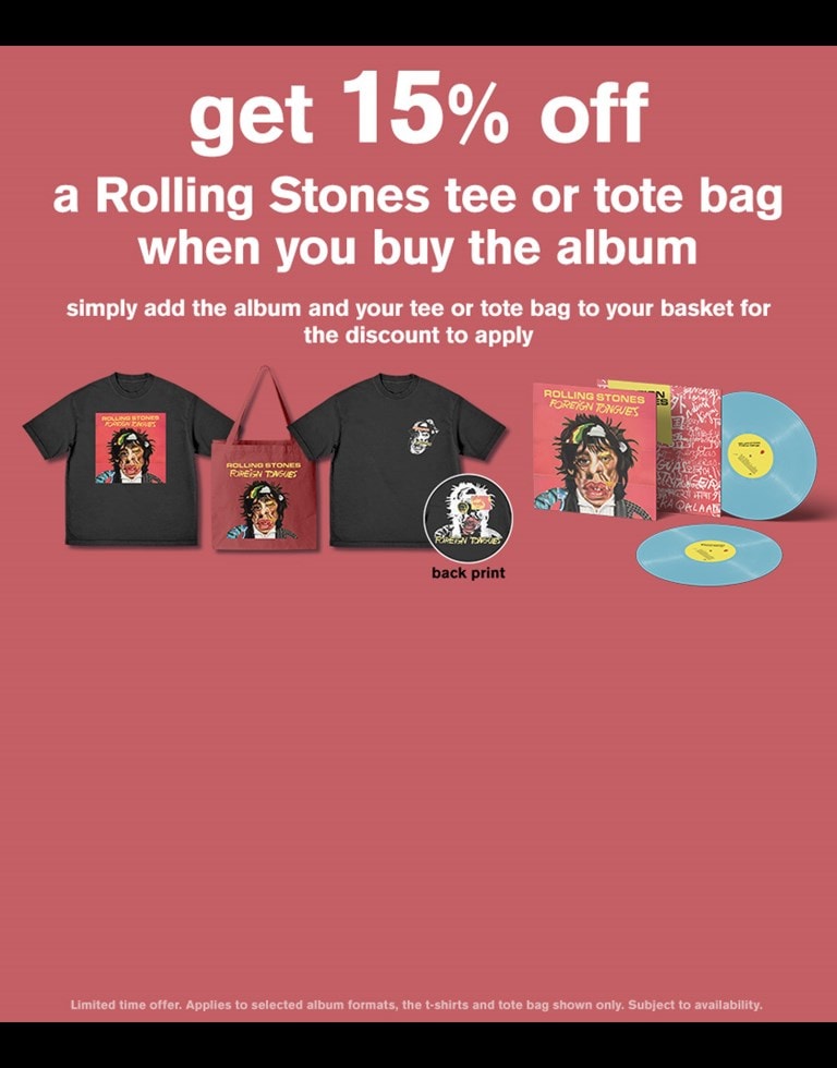 Rolling Stones Foreign Tongues CD Vinyl Album and Tee Tote Bag Bundle Offer