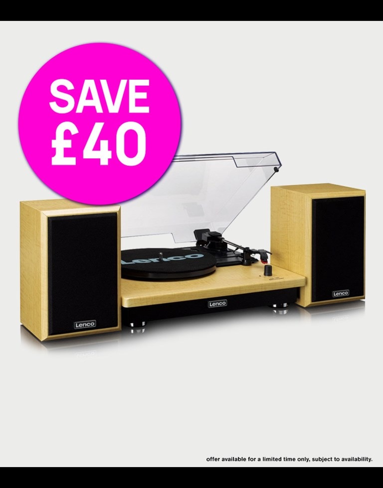Lenco LS-100 Maple Turntable & Speakers (hmv Exclusive). Was £159.99 Now £119.99. Save £40.