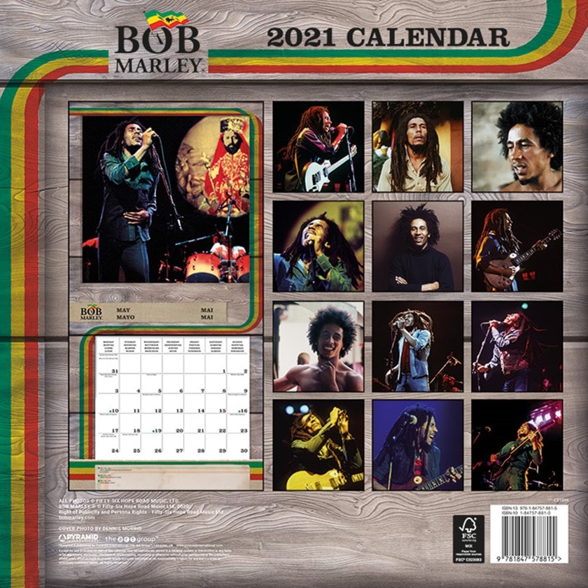 Bob Marley Square 2021 Calendar Calendars Free shipping over £20