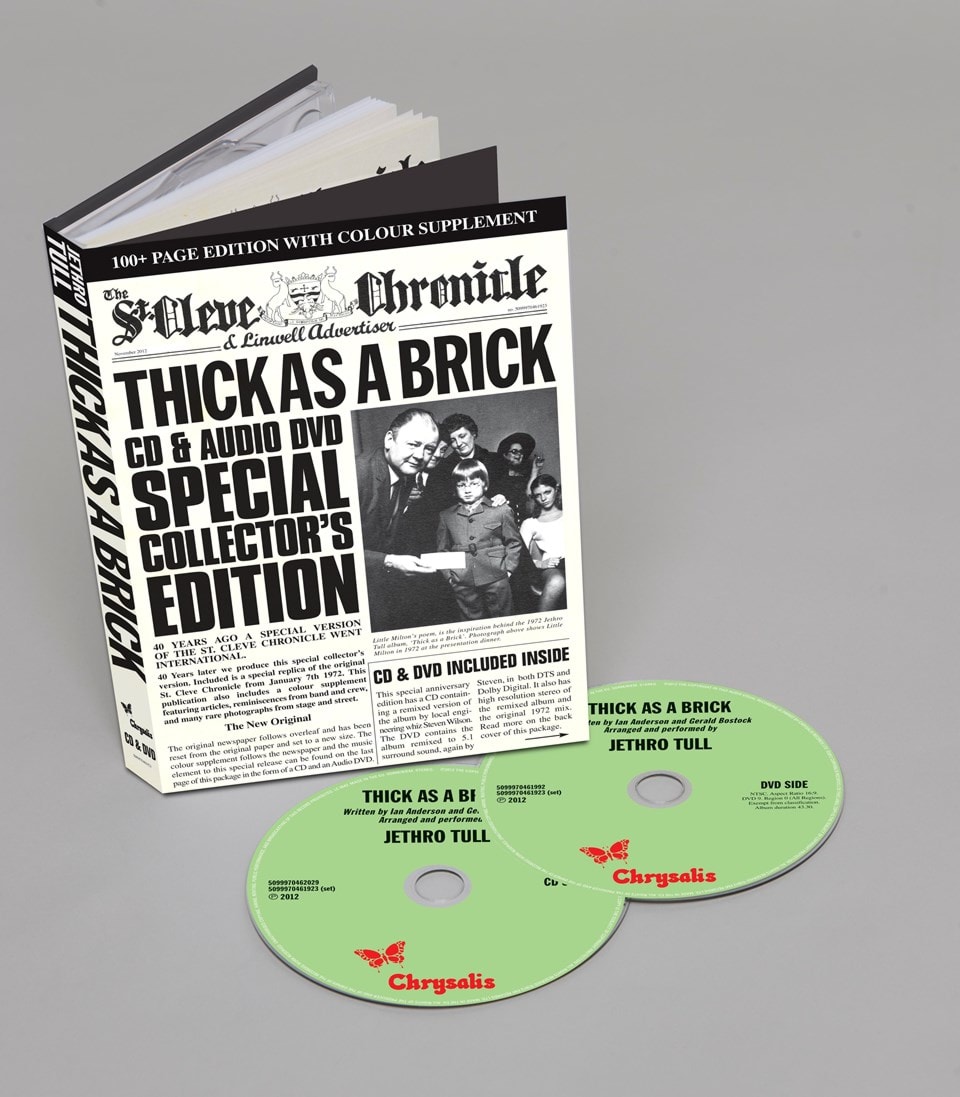 Thick As a Brick 40th Anniversary Special Collector’s Edition CD/DVD Album Free shipping Thick As a Brick 40th Anniversary Special Collector’s Edition CD/DVD Album Free shipping