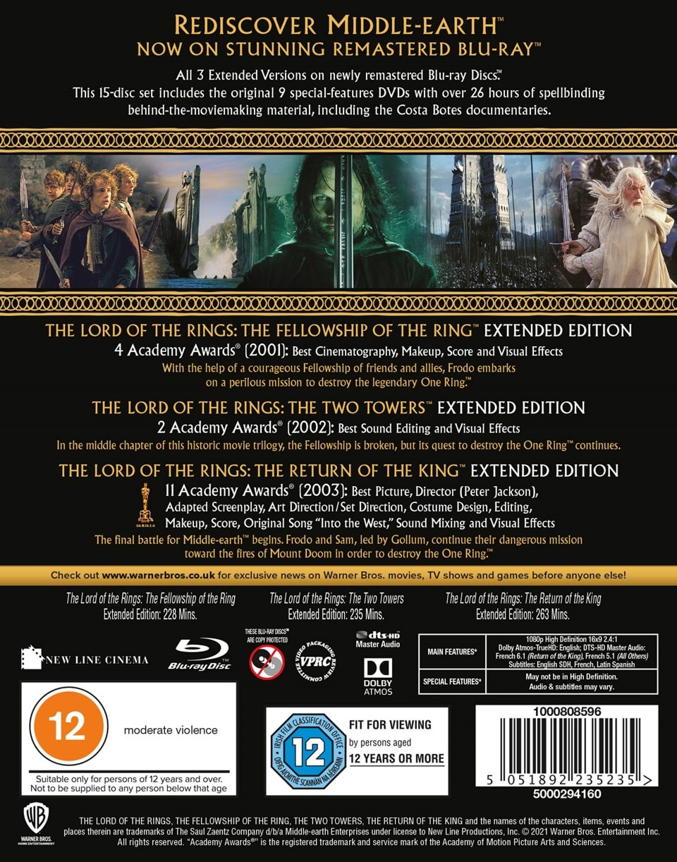 lord of the rings blu ray box set