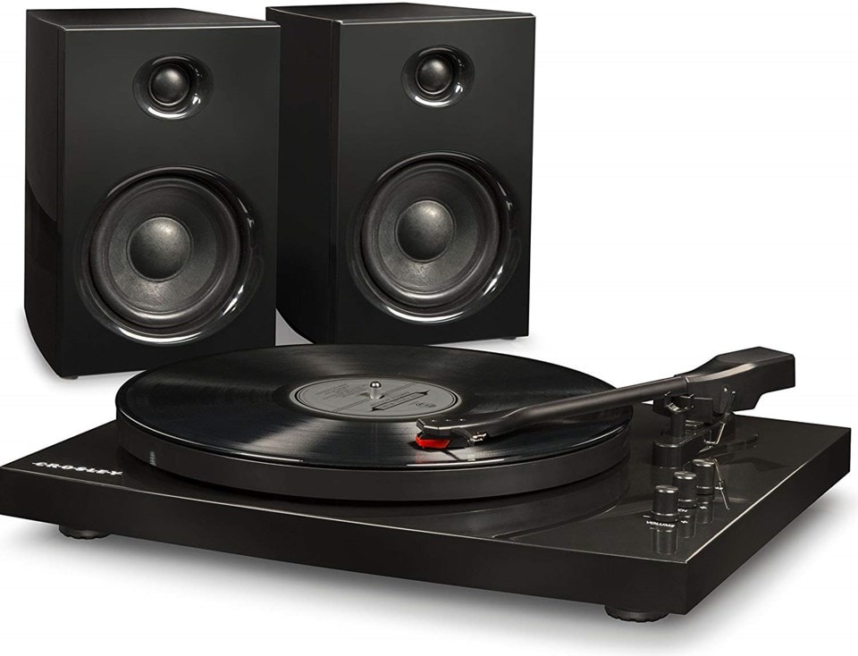 Crosley T100 Black Turntable & Speaker Bundle Turntables Free