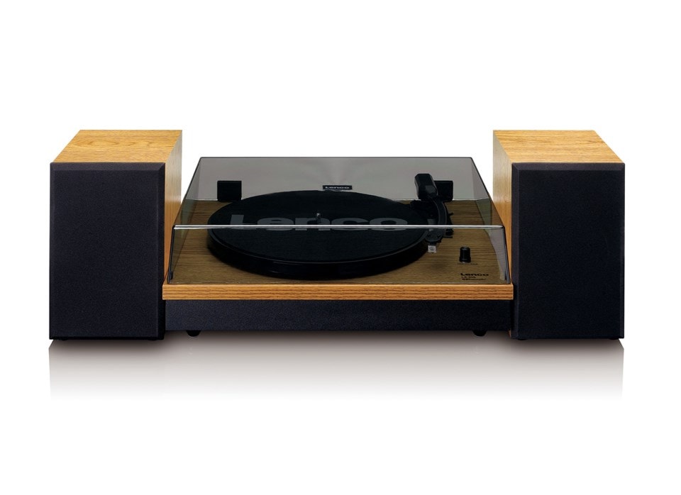 Lenco LS 300 Wood Turntable and Speakers Vinyl Record Player HMV Store