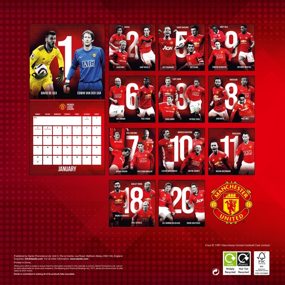 Manchester United FC 2022 Calendar & Diary Gift Box Calendars Free