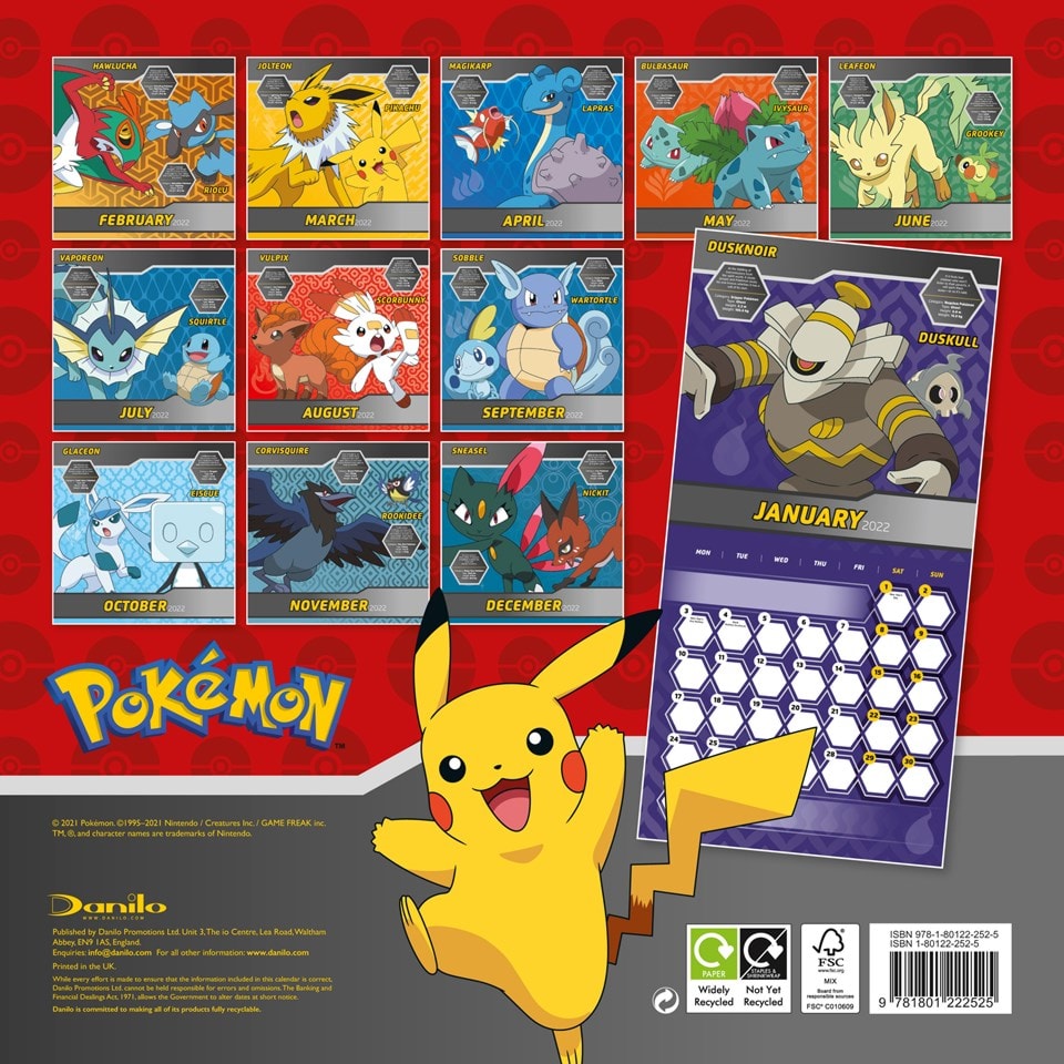 Pokemon Square 2022 Calendar | Calendars | Free shipping over £20 | HMV ...